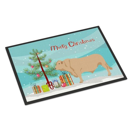 Carolines Treasures Charolais Cow Christmas Indoor or Outdoor Mat, 24 x 36 in. BB9193JMAT